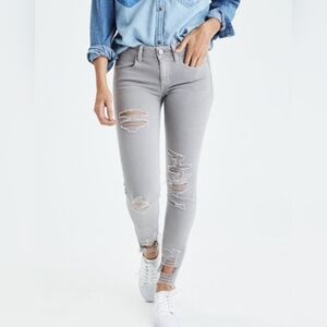 American Eagle Super Stretch Sage Green Silver Jegging Jeans